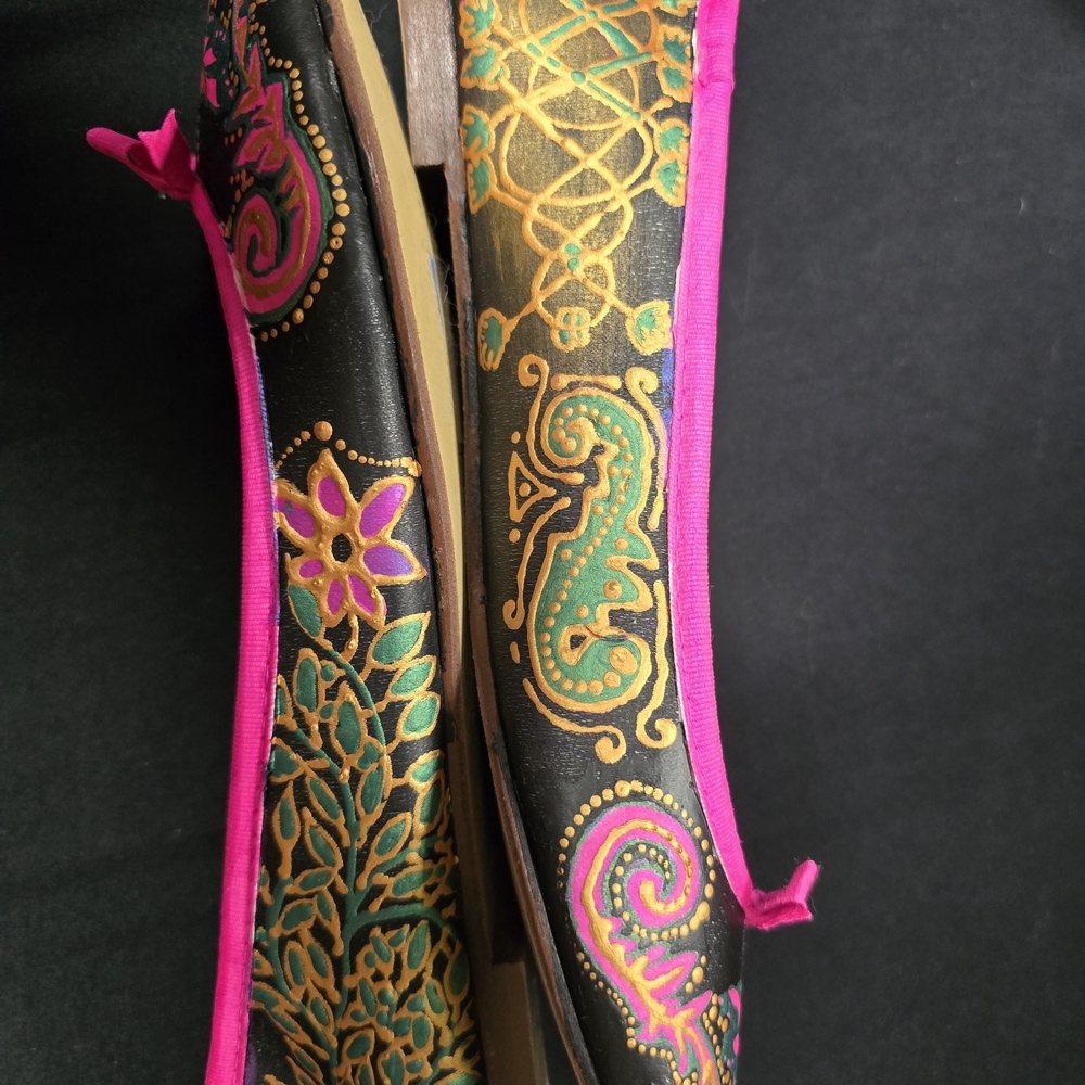 Hand-painted Blossom Ballet Flats